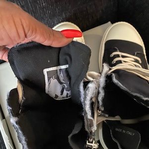 Rick Owens high top sneaker black/milk  men’s size 44